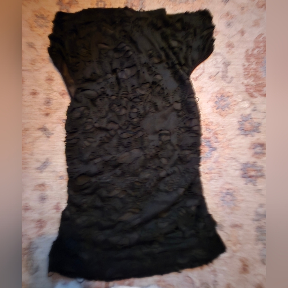 Elegant Black Textured Long Shirt